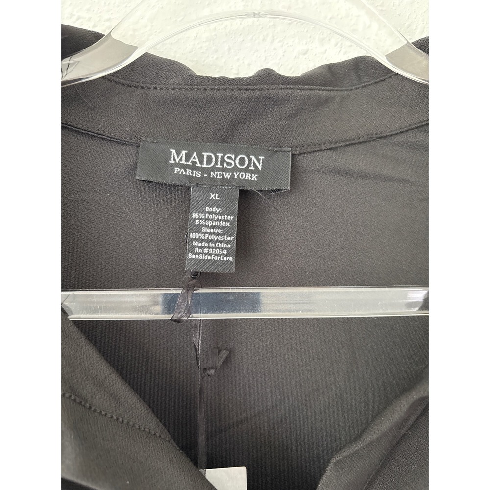 Pearl Button Black Ruffle Puff sleeve Blouse - Picture 6 of 14
